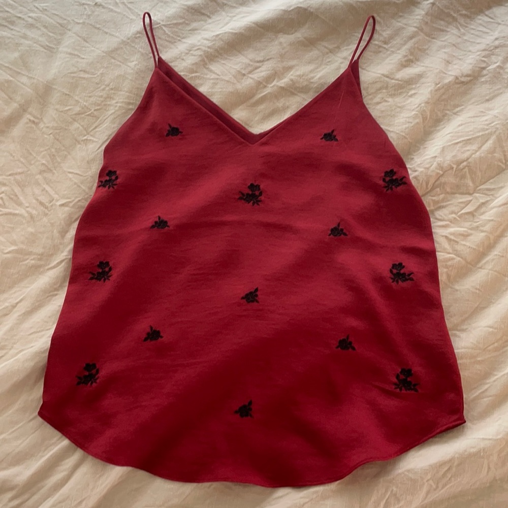 Red floral tank